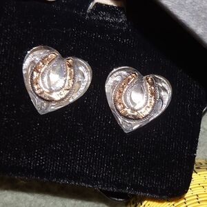 Vogt Sterling and 14K Gold Heart Earrings